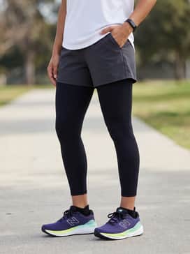 Mint green athletic shorts and a simple white oversized performance tee, accessorized with a fitness tracker for a bright summer run.