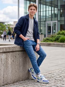 Athletic charcoal shorts and a crisp white moisture-wicking tee, accented with lime green crew socks for a coordinated sporty vibe.