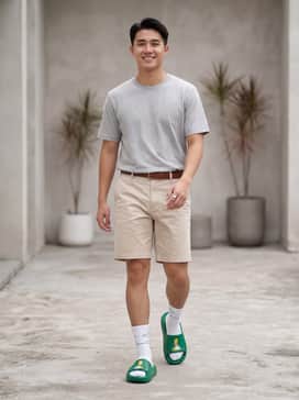 Adidas The Simpsons Adilette Lumia Slides – A vintage-wash graphic tee featuring 90s animation paired with distressed denim shorts and white crew socks for a quintessential retro-streetwear aesthetic.