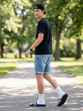 Wear with relaxed-fit denim shorts, a graphic vintage tee, and a baseball cap for a low-key weekend errand outfit.