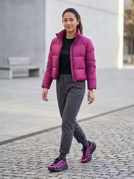 Adizero Aruku Shoes – Pair these bold sneakers with high-waisted charcoal tapered jeans and a tucked-in oversized black graphic tee. Layer with a cropped magenta puffer jacket to echo the shoe's accent color for a cohesive streetwear look.