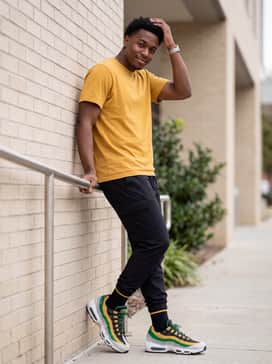 Air Max 95 Big Bubble X Norfolk State – Wear with black technical joggers and a mustard yellow graphic tee for a cohesive, high-energy athletic look.