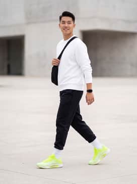 Aone Lem And Lime – Pair with black tech-fleece joggers, a crisp white oversized graphic tee, and white crew socks pulled mid-calf to let the neon pop.