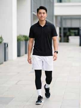 Pair with white moisture-wicking tennis shorts and a black performance polo for a classic court look.