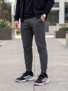 Barricade 14 Clay Tennis Shoes – Style with charcoal tapered joggers and a black zip-up hoodie for a streamlined athleisure aesthetic.