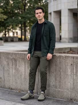 C1ty Surplus – Dark wash tapered denim jeans worn with a classic buffalo plaid flannel shirt over a black graphic tee for a rugged, timeless outdoor style.