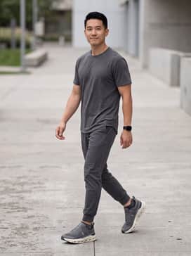 Cloudpulse Next – Pair these sneakers with black tapered performance joggers and a charcoal moisture-wicking tee for a focused, monochromatic gym look.