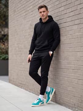 Clyde Og – Style with black athletic joggers and a matching hoodie to let the shoes serve as the primary statement piece of a sporty ensemble.