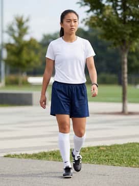 full match-day kit featuring a moisture-wicking team jersey, matching athletic shorts, and over-the-calf compression soccer socks in white