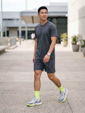 On-court performance: Pair with a lightweight, moisture-wicking charcoal jersey, matching mesh basketball shorts, and neon yellow crew socks to highlight the shoe's outsole.