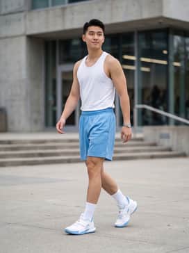 D Fox 2 Blue Flame – Pair these with breathable sky blue basketball mesh shorts and a white moisture-wicking racerback jersey. Add high-performance white crew socks to highlight the shoe's crisp silhouette for a dominant on-court appearance.