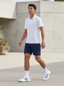 Defiant Speed 2 Tennis Shoes – Match with a classic white performance polo and navy blue athletic shorts for a traditional yet sharp on-court look.