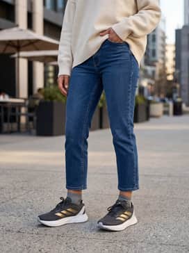 Casual Street Style: Combine with cropped straight-leg blue jeans and an oversized cream-colored sweater to let the metallic gold stripes stand out.