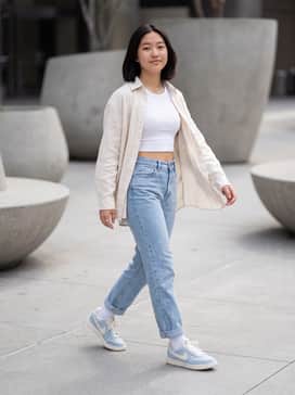 Field General Denim – Pair with light-wash straight-leg denim jeans and a white cropped tank top, layered under an oversized cream linen button-down shirt for a relaxed, tonal look.