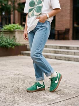 Combine with straight-leg light-wash denim jeans cuffed at the ankle and a white oversized graphic tee for a classic streetwear ensemble.