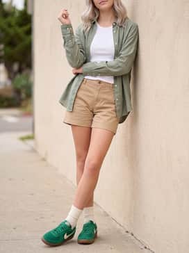 Wear with tan chino shorts and a simple white ribbed tank top topped with an open sage green button-down for a relaxed, tonal summer vibe.