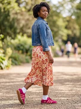 Gazelle Lo Pro Shoes – Combine with a floral midi dress in complementary warm tones and a cropped denim jacket for a balanced feminine-meets-sporty aesthetic.