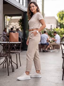 Gruuv – Cropped black performance leggings styled with a sage green moisture-wicking sports bra and a matching oversized zip-up hoodie for a chic post-workout brunch ensemble.
