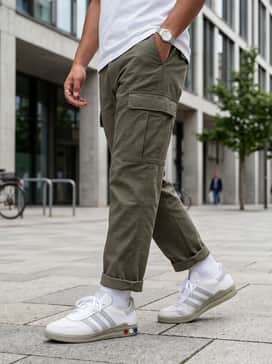 Gs Ii Spzl – Style with slim-fit olive cargo trousers and a grey oversized sweatshirt to complement the shoe's midsole tones for a cohesive urban outfit.