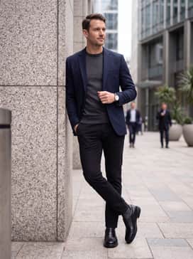 Helsinki 2 – Dark wash straight-leg denim jeans styled with a black merino wool turtleneck and a tailored camel overcoat for a sophisticated urban winter look.