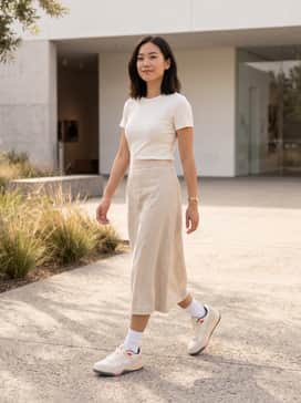 Jordan Flight Court – High-waisted straight-leg light wash jeans paired with a cropped white ribbed tank top and an oversized cream linen button-down shirt left open for a breezy, tonal look.