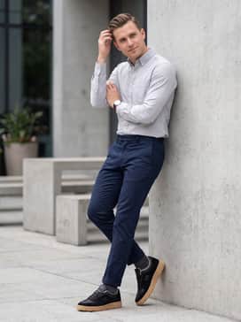 Wear with tapered navy chinos and a crisp light grey oxford shirt for a polished casual Friday ensemble at the office.