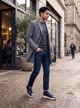 Combine with dark-wash tapered jeans, a grey heathered crewneck sweater, and a tailored wool overcoat for a refined autumnal look.
