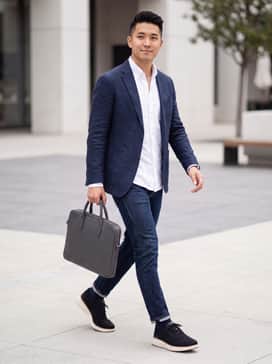 Pair with slim-fit dark indigo jeans, a crisp white button-down shirt, and a navy unstructured blazer for a perfect office-to-dinner transition.