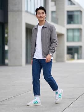 Mercedes  Amg Petronas Formula One Team Barreda Decode Shoes – Slim-fit indigo denim jeans paired with a crisp white organic cotton t-shirt and a lightweight grey Harrington jacket for a timeless, balanced look.