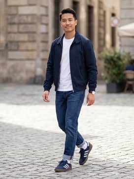 Montreal 76 Shoes – Pair with slim-straight indigo denim, a classic white crew-neck t-shirt, and a navy harrington jacket for a timeless, coordinated look.