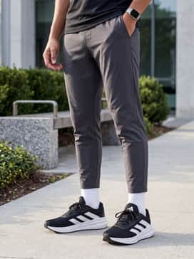 Questar 3 Running Shoes – Slim-fit indigo denim jeans with a slight cuff at the ankle, styled with a crisp white organic cotton t-shirt and a black nylon bomber jacket.