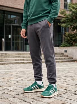 Run 84 Shoes – Combine with heather grey tech-fleece joggers, a matching forest green hoodie, and high-quality white crew socks to lean into the shoe's athletic roots.