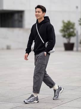Pair with oversized grey techwear cargo pants, a black boxy hoodie, and a metallic silver crossbody bag for a futuristic urban look.