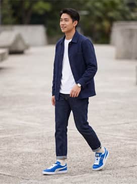 Pair with dark-wash slim-fit jeans, a crisp white organic cotton T-shirt, and a navy chore coat for a classic, elevated casual look.