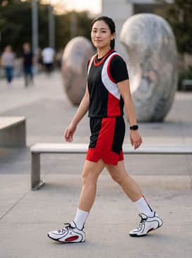 Tatum 4 – A matching black and red technical mesh basketball uniform with mid-calf white socks for a professional court-ready appearance.