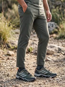 Dark utility denim jeans combined with a black thermal long-sleeve shirt and a quilted orange vest to highlight the shoe's subtle heel accents.