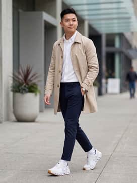 Pair with slim-fit navy chinos, a crisp white button-down shirt, and a structured beige trench coat for a sophisticated office-to-dinner look.