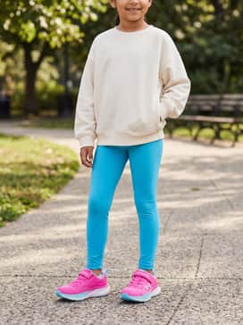 Ua Assert 11 Ac – Bright cyan blue leggings that match the shoe's secondary color, worn with an oversized white graphic hoodie for a cozy, streetwear-inspired weekend outfit.