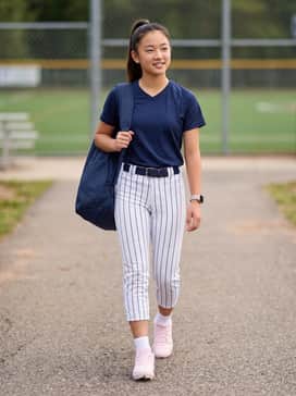 Ua Glyde Sola Rm Jr – Game Day Professional: Pair these cleats with white pinstriped softball pants, a matching pink performance jersey, and high-cut navy athletic socks for a sharp, field-ready look.
