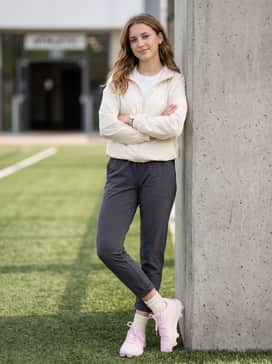 Pre-Game Warmup: Combine with charcoal grey tapered joggers and a lightweight cream-colored windbreaker to complement the shoe's off-white midsole.