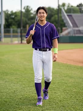 Professional Game Day: Pair with crisp white pinstripe baseball pants, a tucked-in deep purple jersey, and neon green wristbands for a coordinated look.