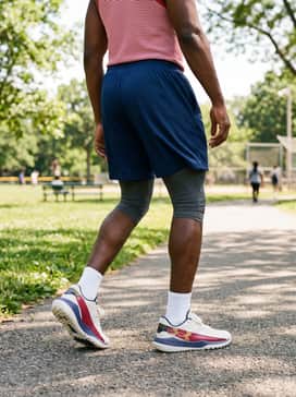 Ua Harper 10 Pro Turf Le Usa – A summer-ready athletic style pairing navy mesh performance shorts with a red graphic tank top and low-cut white socks for a coordinated, high-energy aesthetic.