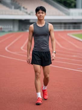 Competitive track uniform consisting of a compression-fit team singlet and matching moisture-wicking split shorts for a streamlined profile.