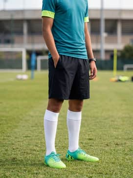 Ua Magnetico Select 5 Fg – Professional-grade white soccer socks paired with a vibrant teal training top to mirror the shoe's secondary color accents.