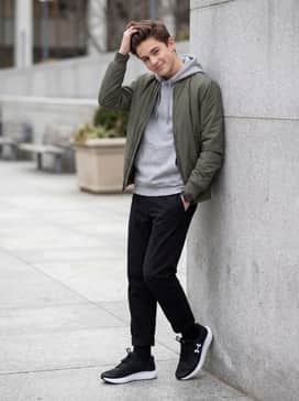 Casual Street Style: Combine with slim-fit black denim jeans, a long-line heather grey hoodie, and a structured olive bomber jacket for a modern, urban aesthetic.