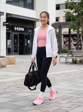 Ua Turbulence 3 – Pair with high-waisted black compression leggings, a coordinating pink cropped tank top, and a white lightweight windbreaker for a cohesive gym-to-street look.
