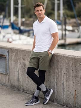Ua X Blacktiph Charged Shoreman – Casual Marina Vibes: Wear with olive green chino shorts and a classic white polo shirt for a clean yet rugged ensemble suitable for a lakeside lunch.