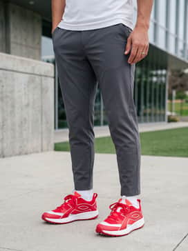 Ua Yard Icon Turf – An edgy streetwear ensemble consisting of black cargo pants with strap details, a light grey oversized graphic hoodie, and a silver chain necklace.