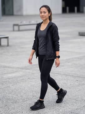 Technical Athleticism: Pair with high-waisted black compression leggings, a charcoal moisture-wicking racerback tank, and a lightweight reflective windbreaker for a focused, professional running ensemble.