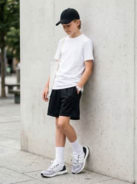 Ultradream Dna Shoes Kids – Summer active ensemble: Combine with breathable mesh shorts in a bright contrast color like neon green, a white tank top, and a lightweight baseball cap for outdoor play.